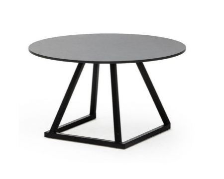 Table basse ronde Linea noire plateau noir-0