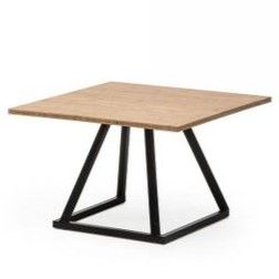 Table basse carrée Linea noire plateau bois-0