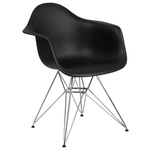 Fauteuil Scandinave Noir & Métal-0