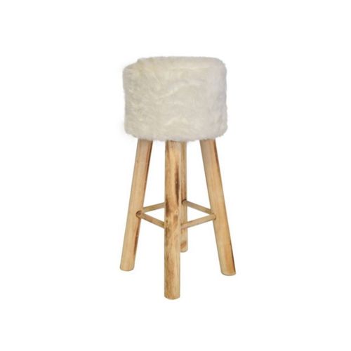 Tabouret Ours fourrure blanc-0