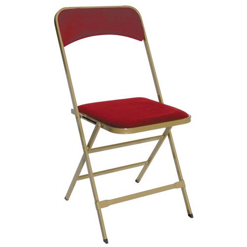 Chaise pliante Apolline bronze assise velours rouge-0