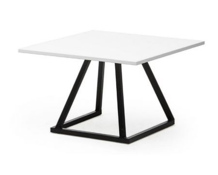 Table basse carrée Linea noire plateau blanc-0