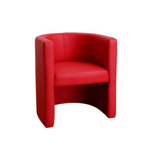 Fauteuil club simili cuir rouge-0