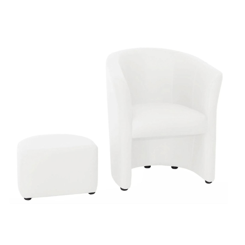 Fauteuil club blanc & Repose pieds-2