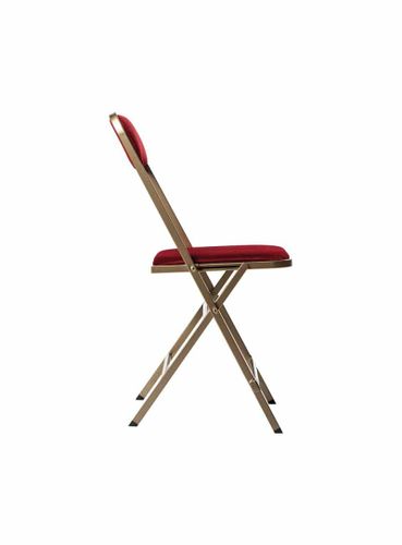 Chaise pliante Apolline bronze assise velours rouge-1