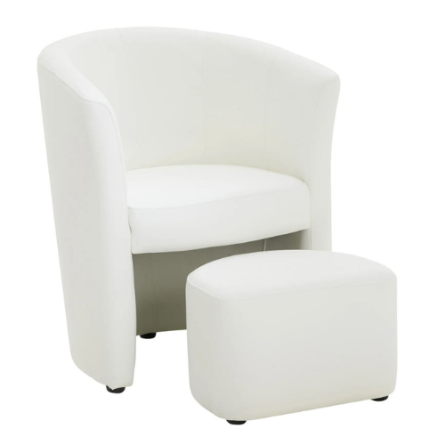 Fauteuil club blanc & Repose pieds-0