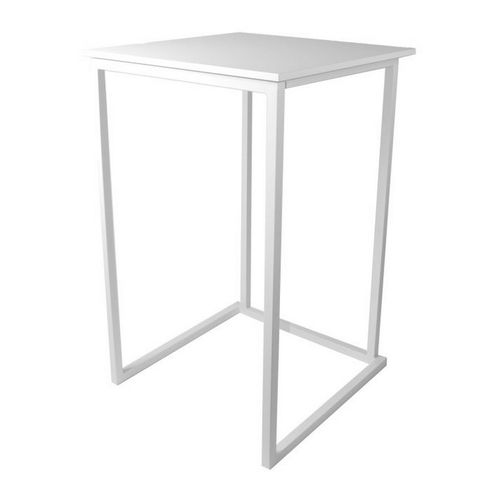 Table mange debout carrée Kubo blanc plateau blanc-0