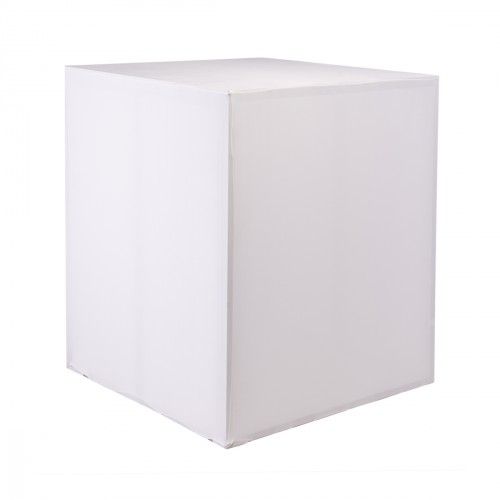 Table buffet carrée Box houssée blanche-0