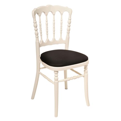 Chaise Napoléon blanche avec galette noire-0