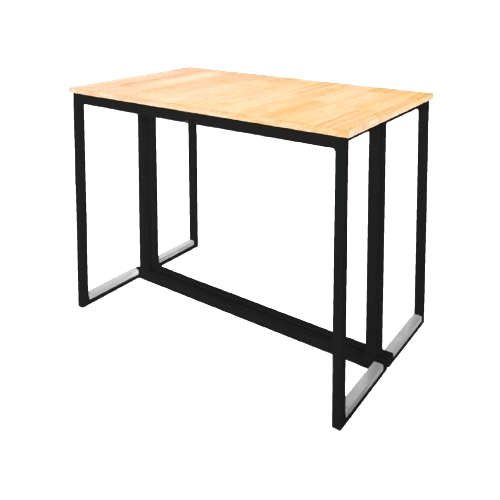 Table haute kubo noire plateau bois-0