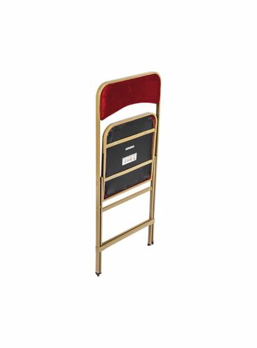 Chaise pliante Apolline bronze assise velours rouge-2