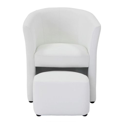 Fauteuil club blanc & Repose pieds-1